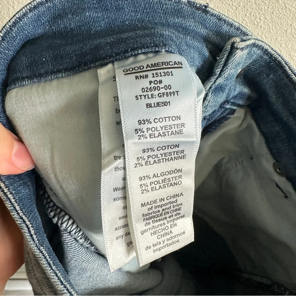 Good American Distressed Good Flare Jeans 0/25 - Picture 7 of 11